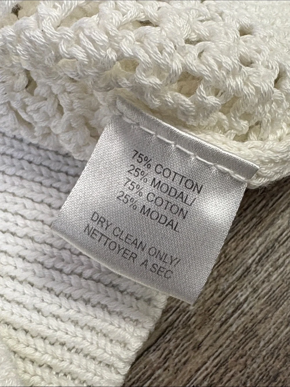 Trina Turk White Open Knit Crochet Sweater Pullover Size XL